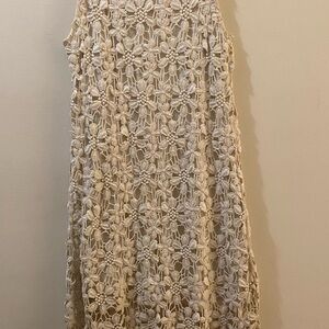 Cream Floral Crochet Dress
